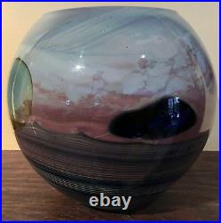Large John Lewis Signed Art Glass Moon Vase Nice Labino Chihuly