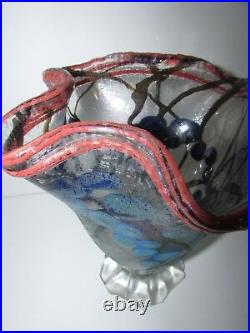 Large Signed Nick Delmatto Iridescent Art Glass Vase 340