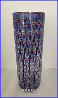 Large Tom Philabaum Art Glass Reptilian Series Iridescent Vase Signed Dated 1995