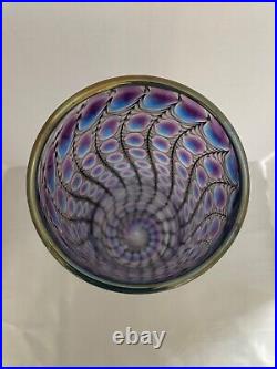 Large Tom Philabaum Art Glass Reptilian Series Iridescent Vase Signed Dated 1995