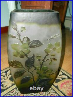Large vintage Emile Galle reproduction vase dogwood flower signed