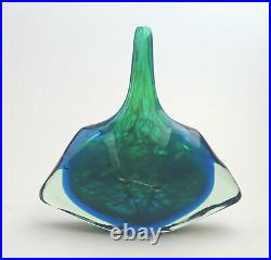 Large vintage Maltese Mdina Art Glass Fish Axe Head Vase M Harris design C. 1980