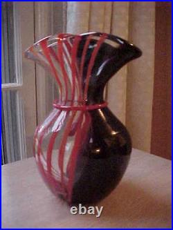Licio Zanetti Murano glass signed red and black vase 1994