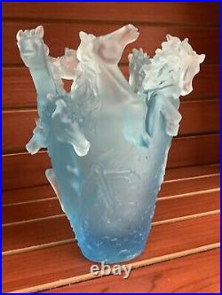 Light Blue Ombré Magnificent Nancy Daum Style Heavy Vase 16/16/25cm Sign France