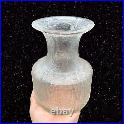 Littala Finland Timo Sarpaneva Vase Art Glass ICE 1960 MCM Signed Textured 6.5
