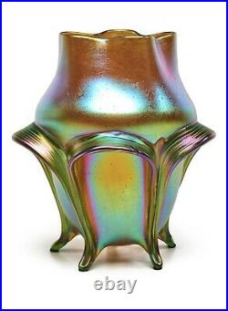 Loetz Austria Candia Silberiris Footed VASE 9.75 Inch Tall Exquisite Art Glass