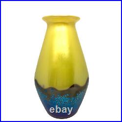 Loetz Iridescent Yellow Blue Glass Vase