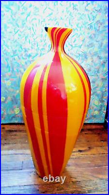 Luca Vidal Glass Windows Vase + battuto Signed/labeled 17.5h Fine condition