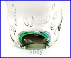 Luigi Mellara Signed Murano Italy Art Glass Sommerso Bubble Large 14 1/4 Vase