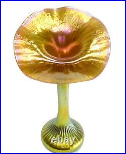Lundberg Studio Art Glass Gold Iridescent Jack in Pulpit Vase. #091804