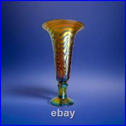 Lundberg Studios 9 Fluted Trumpet Vase Signed 2001