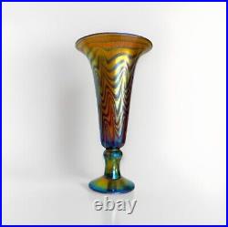 Lundberg Studios 9 Fluted Trumpet Vase Signed 2001