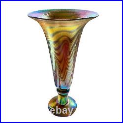 Lundberg Studios 9 Fluted Trumpet Vase Signed 2001