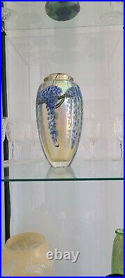 Lundberg Studios Art Glass Daniel Salazar Paperweight Vase Wisteria 8.8 2007
