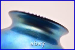 Lundberg Studios Iridescent LARGE 9.25 Tall Studio Art Glass Vase SIGNED Blue