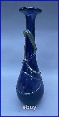 MCM Organic Abstract Modern Design Cobalt Art Glass 10 Vase signed Schmidt