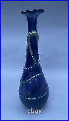 MCM Organic Abstract Modern Design Cobalt Art Glass 10 Vase signed Schmidt