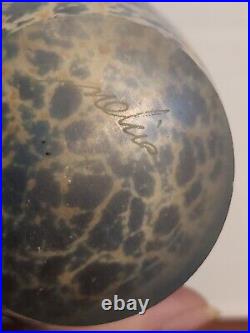 MDINA Malta AQUAMARINE Art Glass VASE Signed w Label SEA SAND Michael Harris