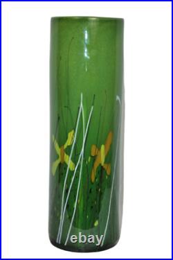 MIHAI TOPESCU Art Glass Green Vase Hand Blown Romania New