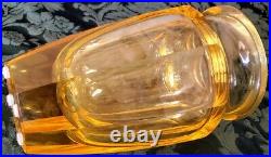 MOSER 1930's 8 Paneled Blown Shaped Polished Citirne Crystal Thick Heavy Vase