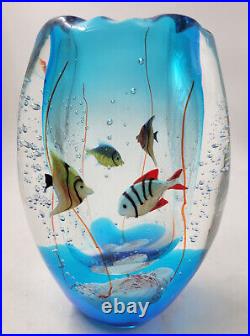 MURANO FISH AQUARIUM Vase ART GLASS SCULPTURE 7.11 Pounds Signed Tagliapietra