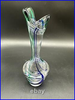 Maastricht Max Verboeket Art Glass Vase Signed & Number 024 Swirled 60's 8 1/2