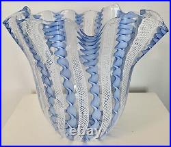 Magnificent Murano Art Glass Hand Blown Glass Vase 11.5W Certification Label