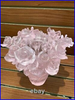 Magnificent Pate De Verre Pink Rose Vase 19/19/22cm Heavy 6.8 Signed France back