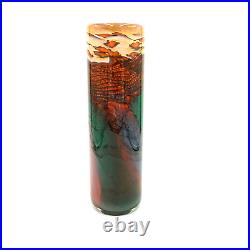 Main Glass Studios Hand Blown Art Glass Cylinder Vase Signed Steven Main 11'90