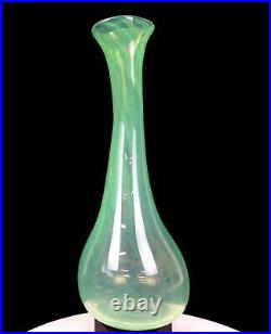 Marc Mullens Signed Studio Art Glass Illuminations Lime Green Swirl 14 1/2 Vase