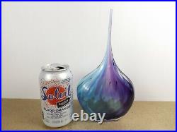 Matt Seasholtz Art Glass Bottle Vase Blue & Purple Signed (it#b3)