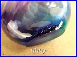 Matt Seasholtz Art Glass Bottle Vase Blue & Purple Signed (it#b3)