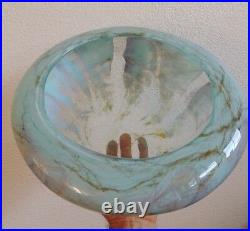 Michael Nourot Large Art Glass Vase Bowl signed Wonderful Colors