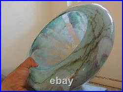 Michael Nourot Large Art Glass Vase Bowl signed Wonderful Colors