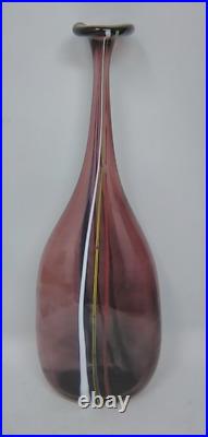 Michael Zelenka Art Glass Vase with Weed neck 10 tall Signed