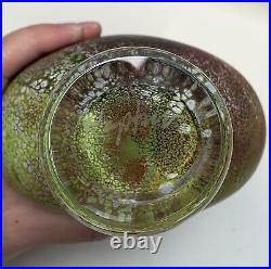 Michelle Kaptur Petrogyph Crane Spiral Art Glass Vase 9.5 Matte Stunning Signed