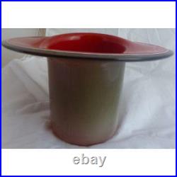 Mid Century Modern Signed Barbini Murano Glass Vase in Red and Grey