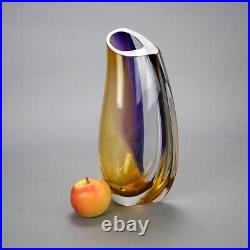 Mid Century Modern Swedish Kosta Boda Glass Tear Drop Flower Vase, Signed, 20thC