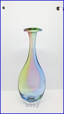 Mini Kosta Boda Signed Fidji Kjell Engman Rainbow Art Glass Vase #H8837, 5 1/2