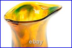 Modern Art Studio Art Glass Vase, Hand Blown Signed Ellen Jacobs 1971