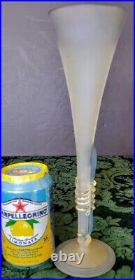Murano Art Glass Vase Signed w-Applied Amazing Stem Work Fine Design