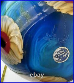 Murano SIGNED RARE Colorful Millefiori Swril Glass Vase Italy 18 Gold Flecks