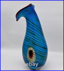 Murano SIGNED RARE Colorful Millefiori Swril Glass Vase Italy 18 Gold Flecks