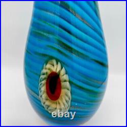 Murano SIGNED RARE Colorful Millefiori Swril Glass Vase Italy 18 Gold Flecks