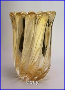 Murano glass vase Archimede Seguso Signed Gold fleck