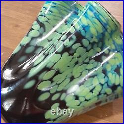 Mystery Artist Hand Blown Glass Vase With Ruffled Edges- Signed