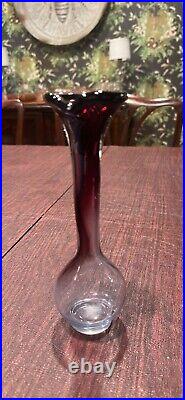 NILS LANDBERG ORREFORS Vase Tan-Si Thin Undercatch Art Glass Signed, 1950, H7-8