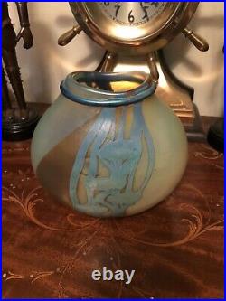 Nick Delmatto Irridescent Studio Art Glass Vase Signed 1986 Stunning Colors