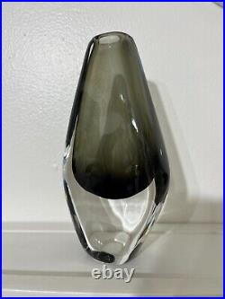 Nils Landberg Orrefors 3595-1 Glass Smoke Glass Vase Signed 7 Tall FREE SHIP