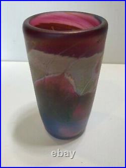 Norm Thomas Art Glass Vase, Signed, 6 3/4 Tall, 3 1/2 Widest, Weight is 2 Lbs
